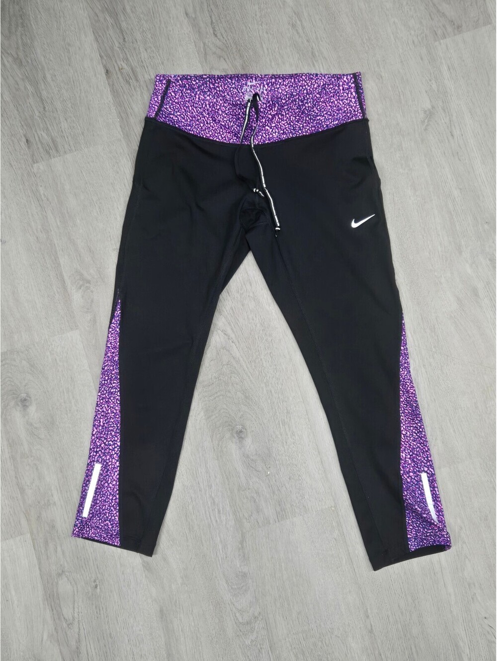 Nike Dri-FIT Women's Small Black Purple Pink Printed Running Leggings